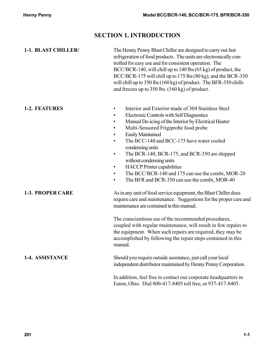 Henny Penny BCC/BCR-140 User Manual | Page 5 / 39