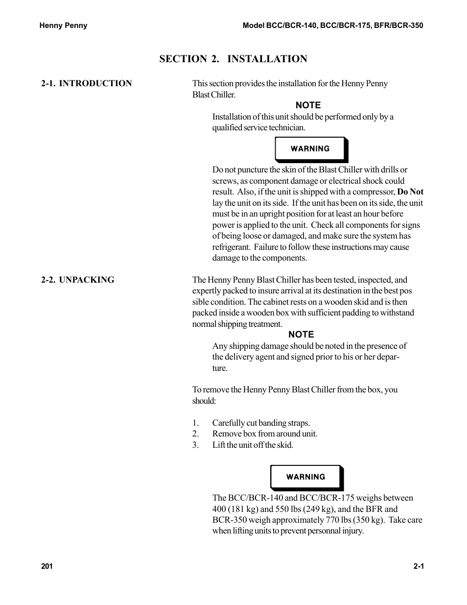 Henny Penny BCC/BCR-140 User Manual | Page 7 / 39