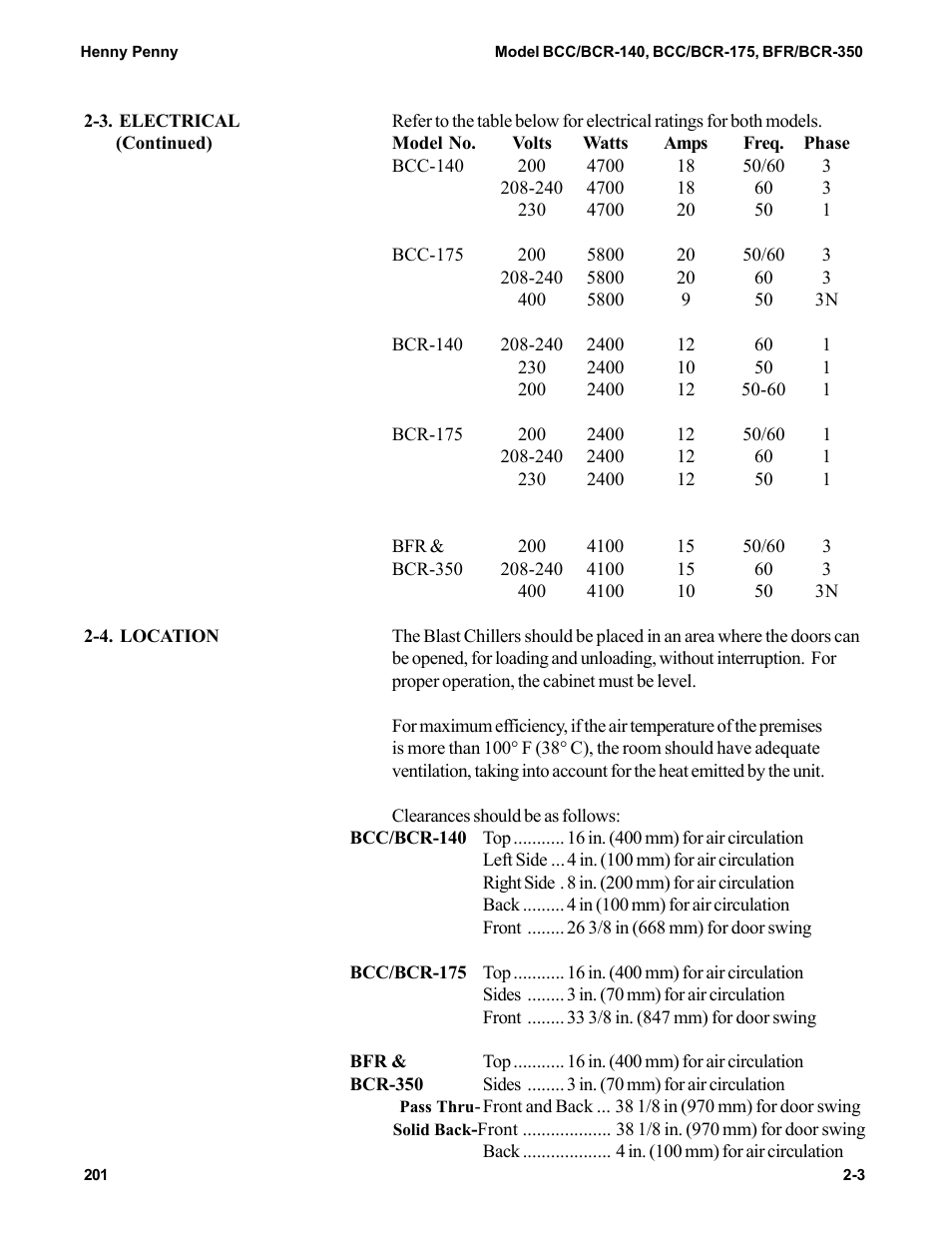 Henny Penny BCC/BCR-140 User Manual | Page 9 / 39