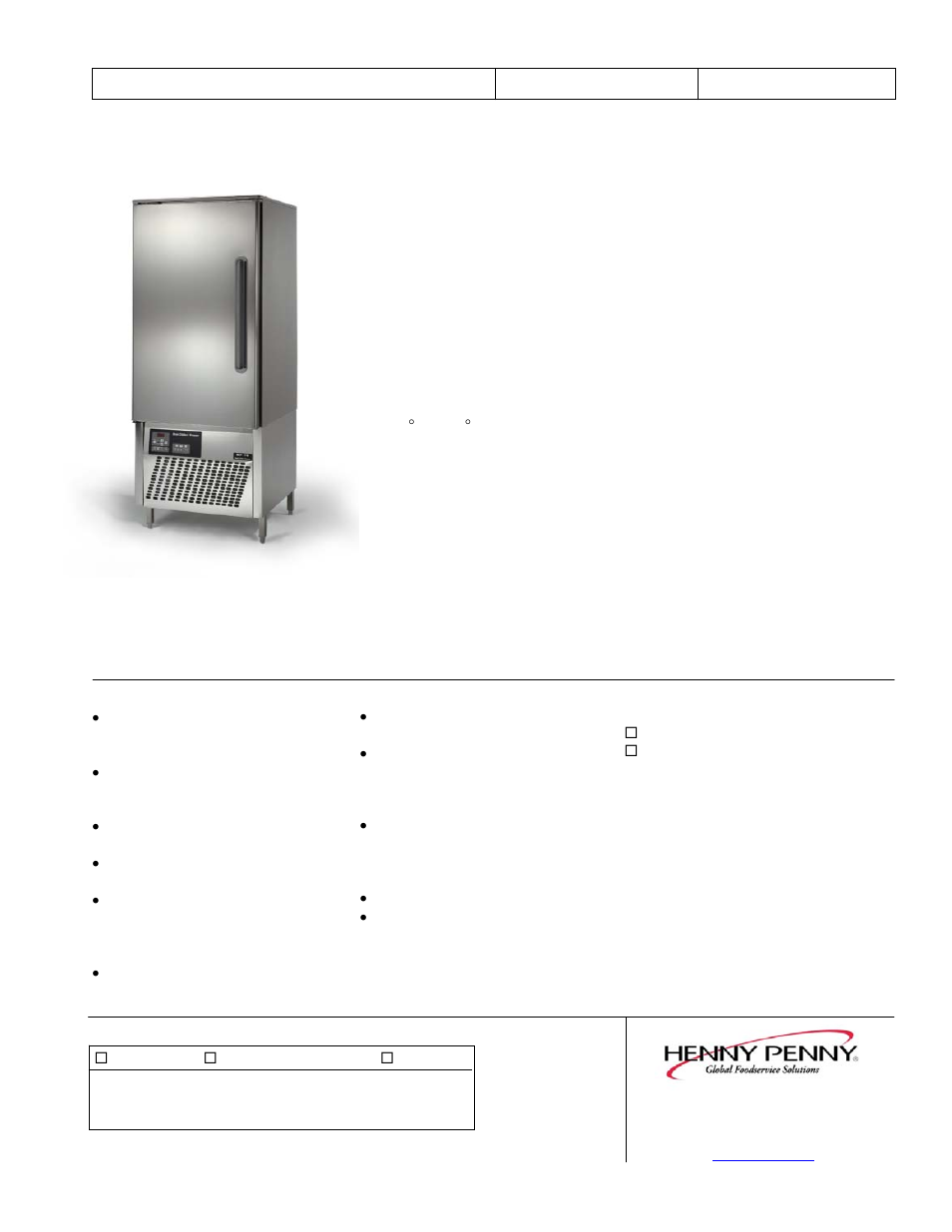 Henny Penny BCF-110 User Manual | 2 pages