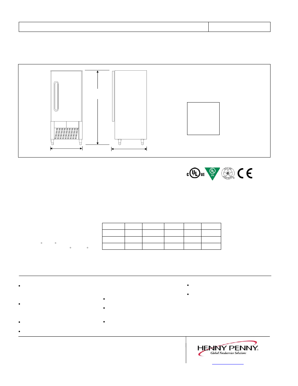Bcf-110 blast chiller/freezer, Bcf-110 | Henny Penny BCF-110 User Manual | Page 2 / 2