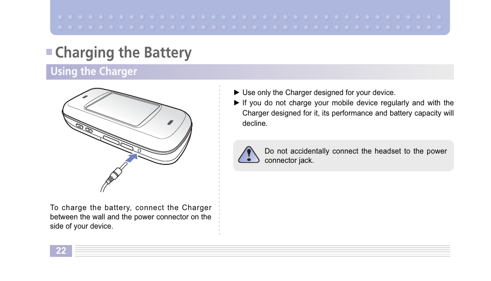 Charging the battery, Using the charger | Helio Kick Flip User Manual | Page 22 / 154