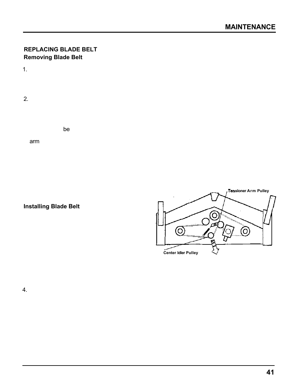 Replace blade belt, Maintenance | HONDA MM60 User Manual | Page 42 / 59