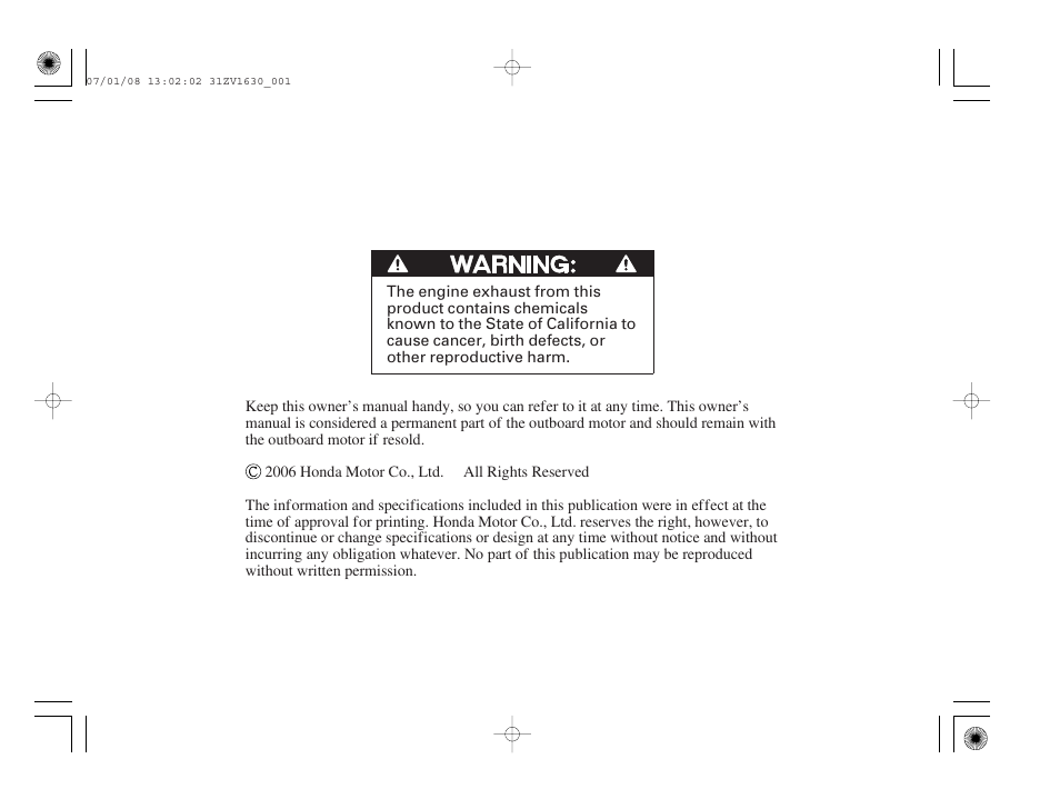 HONDA Outboard Motor BF5A User Manual | Page 2 / 95