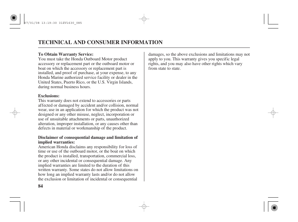 HONDA Outboard Motor BF5A User Manual | Page 86 / 95