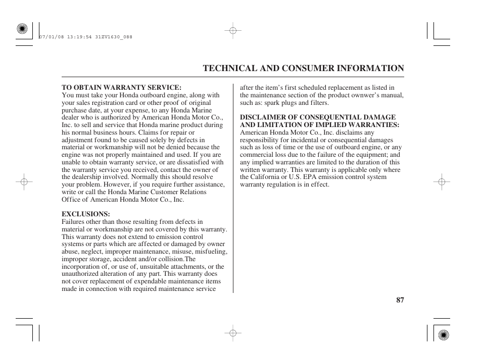 HONDA Outboard Motor BF5A User Manual | Page 89 / 95