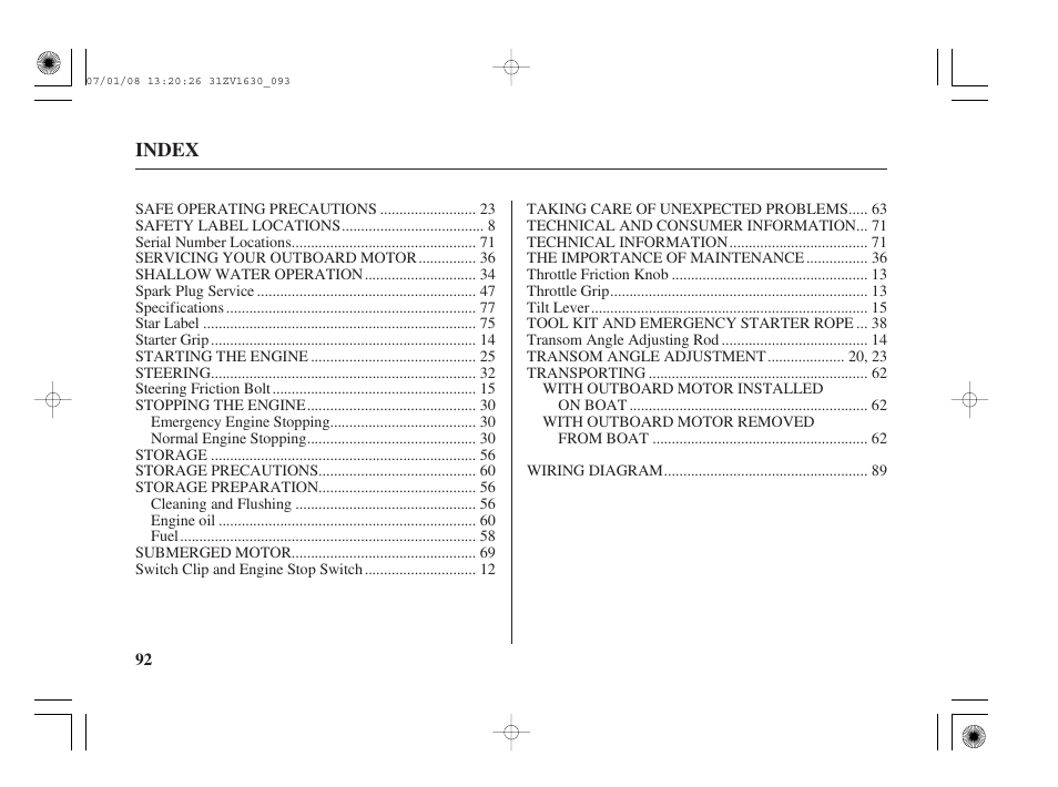 HONDA Outboard Motor BF5A User Manual | Page 94 / 95