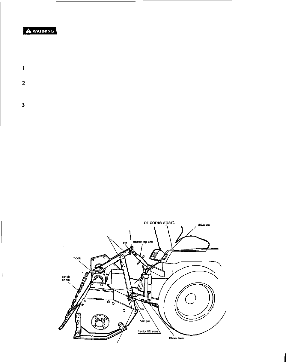 Attaching the tiller to the tarctor, Att'aching tiller to the tractor, Attaching the tiller to the tractor | HONDA TL5040 User Manual | Page 10 / 24