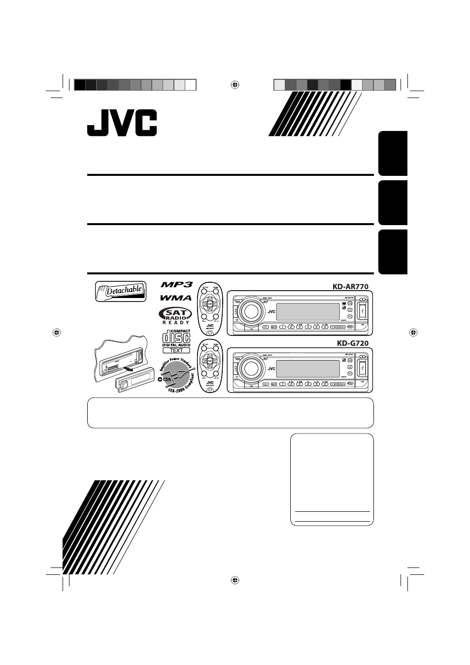 JVC KD-G720 User Manual | 256 pages | Also for: KD-AR770