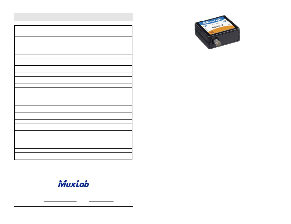 Muxlab Ptz Balun User Manual Pages