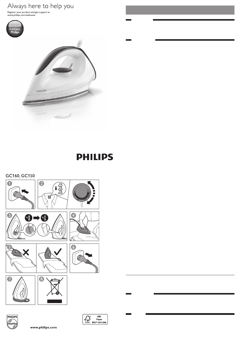 Philips Trocken-Bügeleisen User Manual | 8 pages