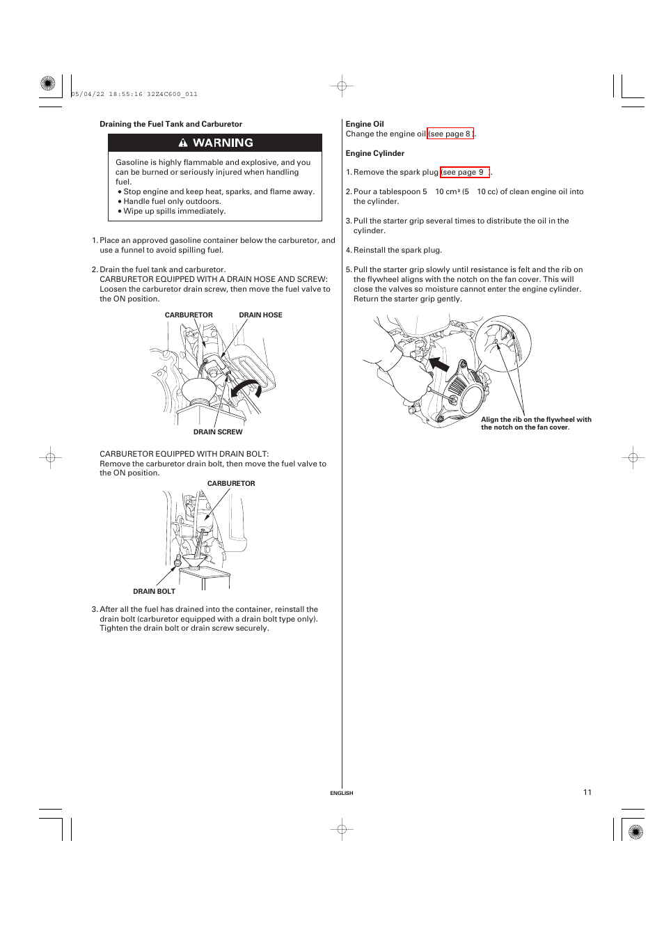 HONDA GXH50 User Manual | Page 11 / 48