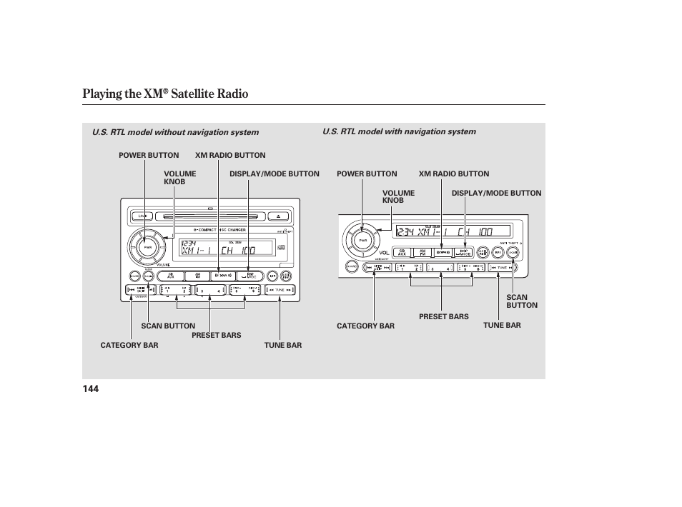 Playing the xm satellite radio | HONDA 2008 Ridgeline User Manual | Page 150 / 342