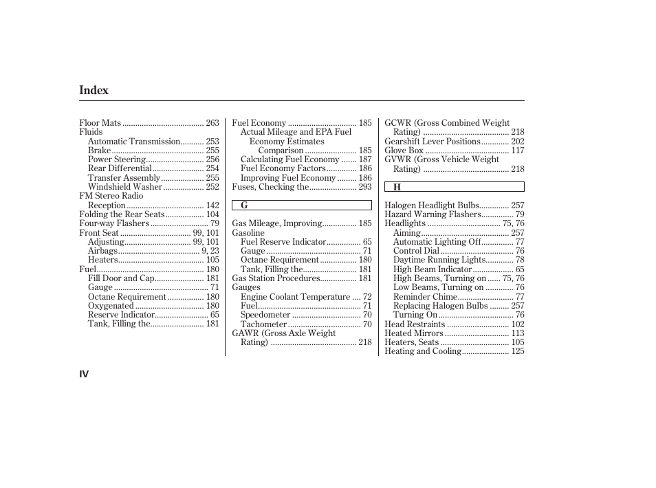 Index | HONDA 2008 Ridgeline User Manual | Page 332 / 342