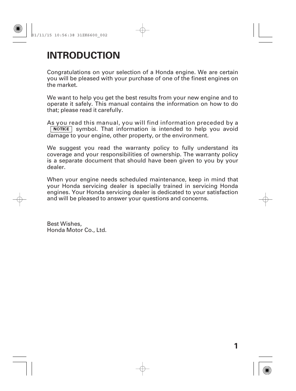 Introduction | HONDA GX270 User Manual | Page 3 / 52