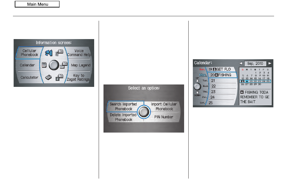 Information features, 2010 pilot | HONDA 2010 Pilot Navigation User Manual | Page 70 / 159