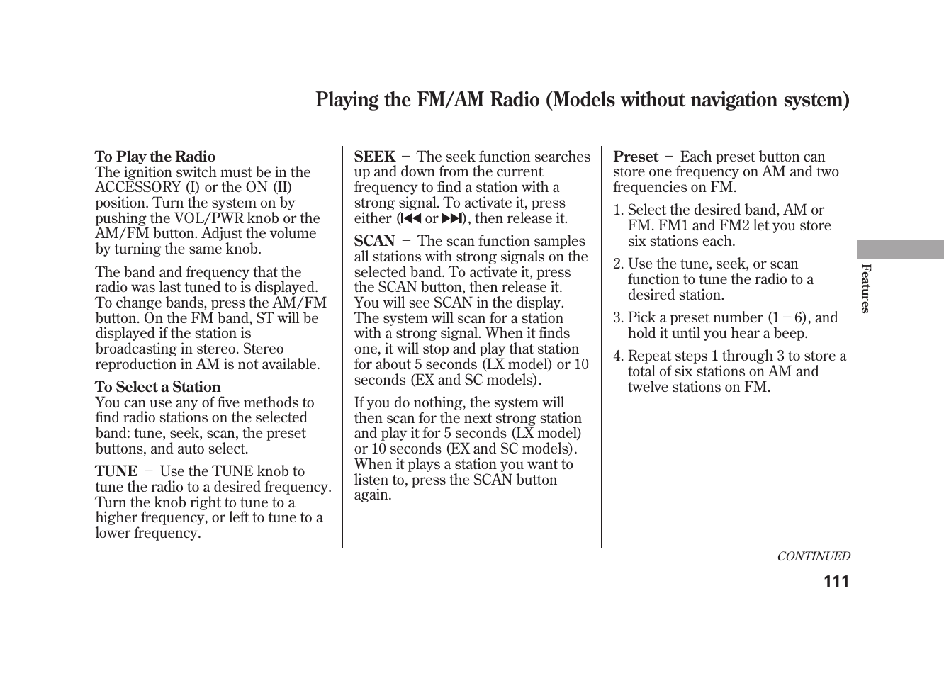 HONDA 2009 Element User Manual | Page 117 / 346