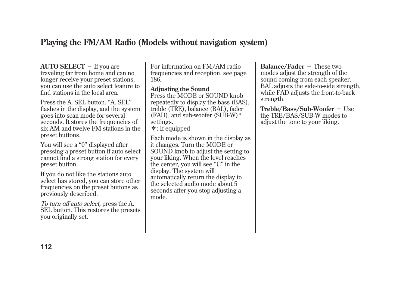 HONDA 2009 Element User Manual | Page 118 / 346