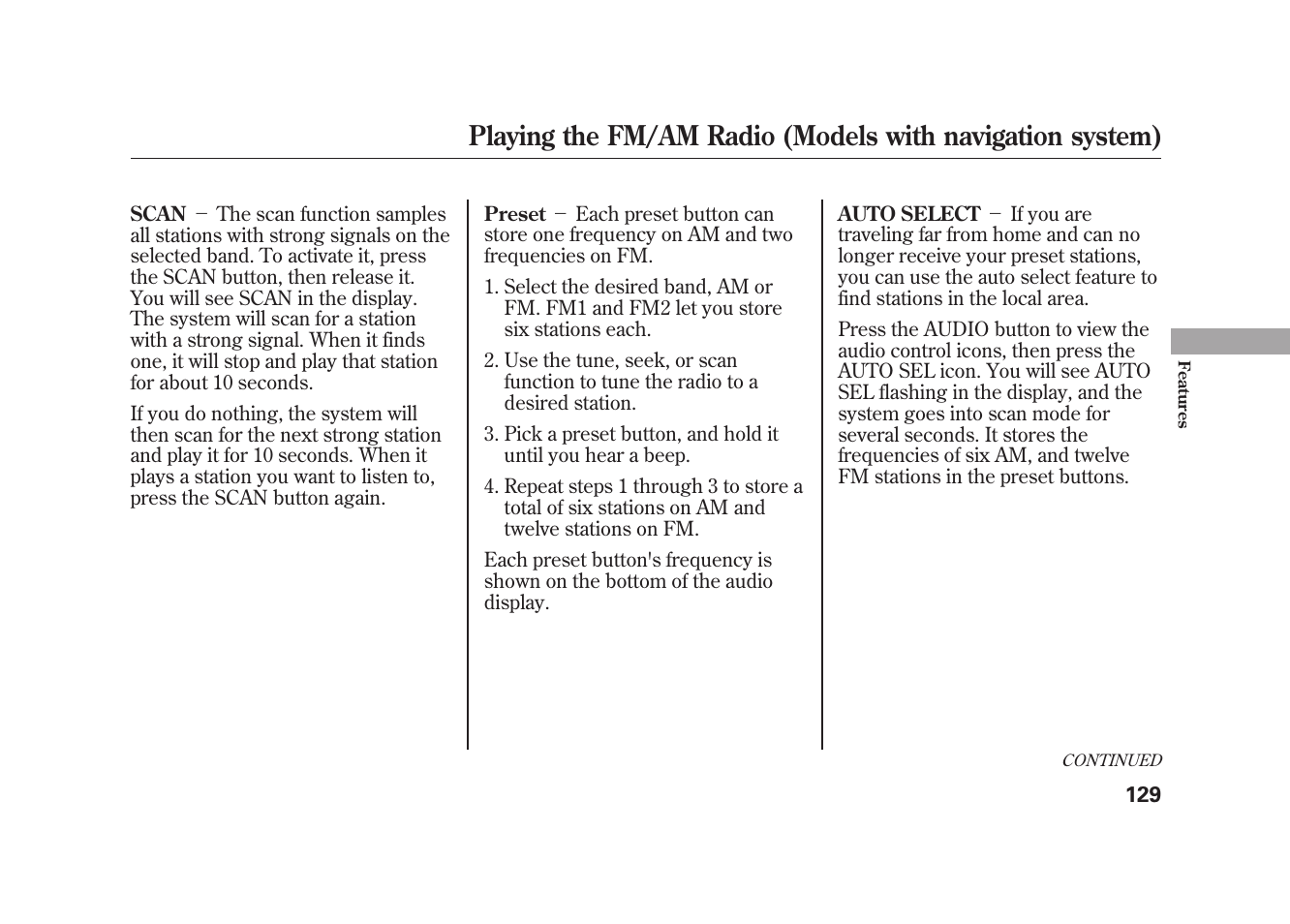 HONDA 2009 Element User Manual | Page 135 / 346