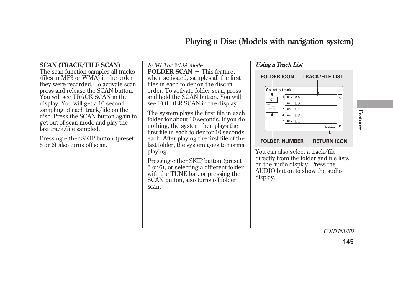 Playing a disc (models with navigation system) | HONDA 2009 Element User Manual | Page 151 / 346