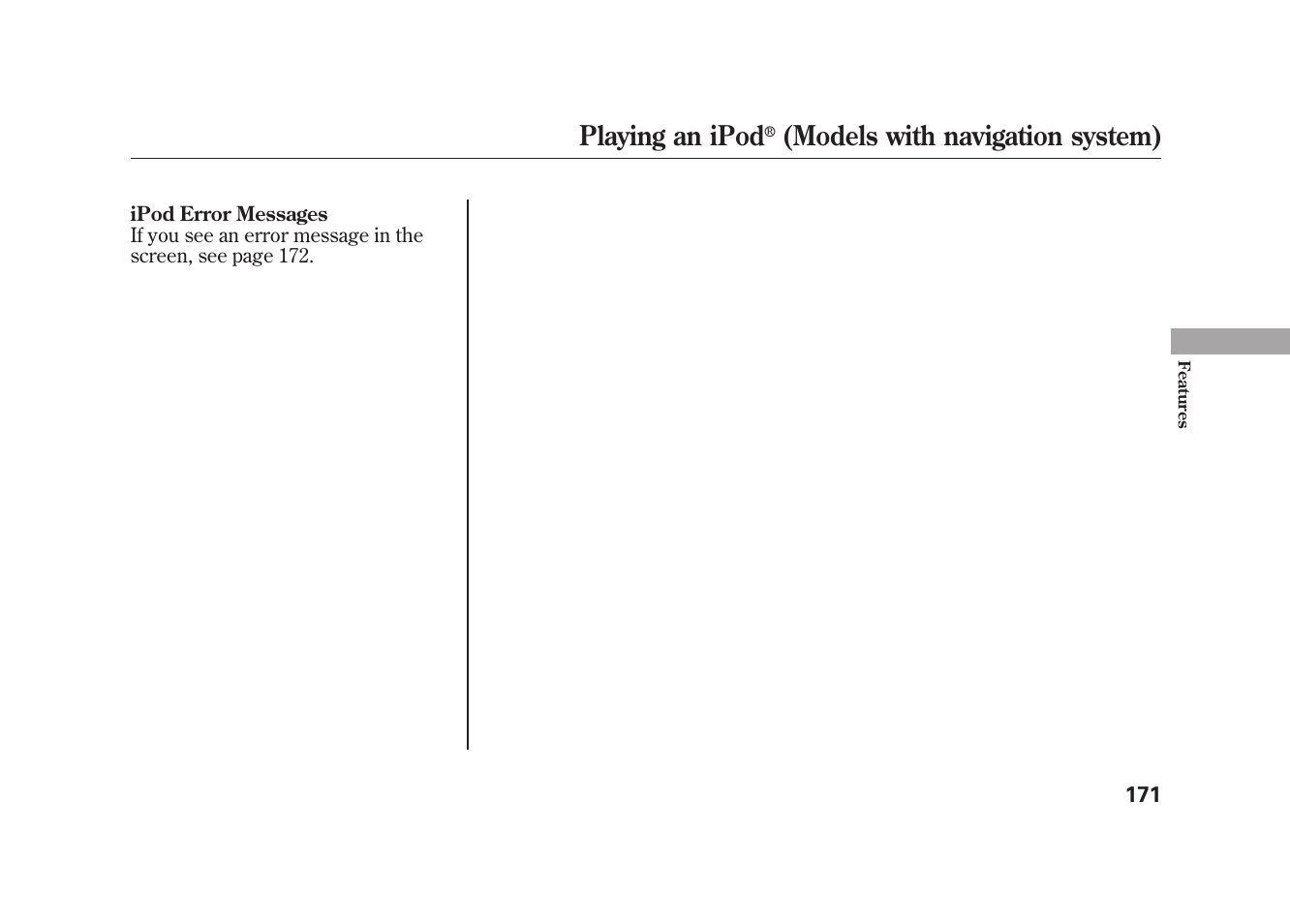 Playing an ipod, Models with navigation system) | HONDA 2009 Element User Manual | Page 177 / 346