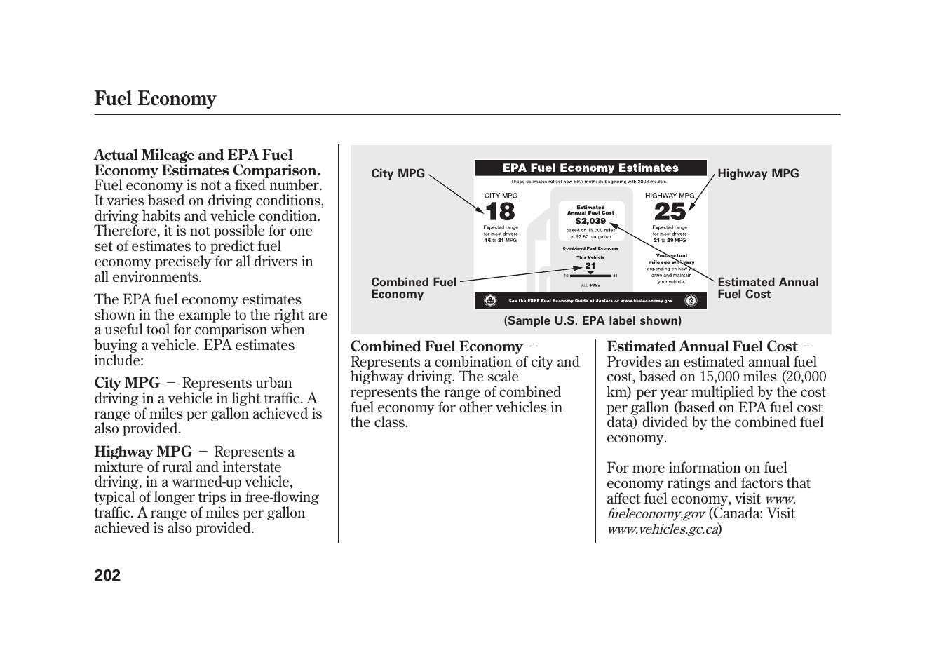 Fuel economy | HONDA 2009 Element User Manual | Page 208 / 346