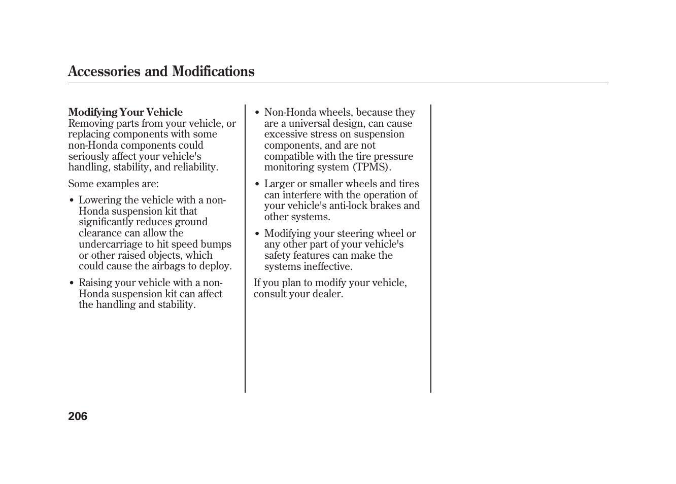 Accessories and modifications | HONDA 2009 Element User Manual | Page 212 / 346