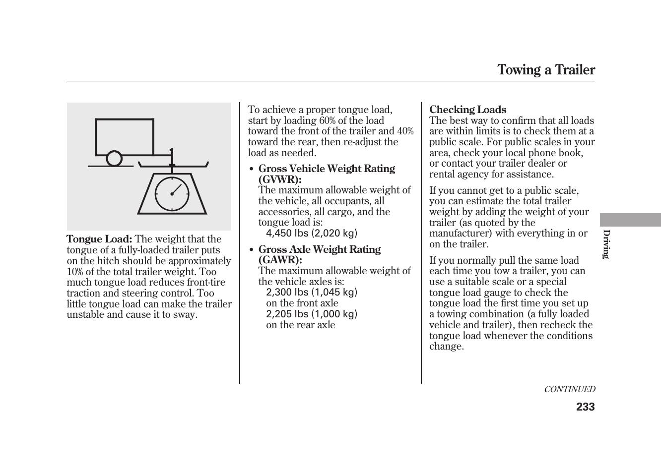 Towing a trailer | HONDA 2009 Element User Manual | Page 239 / 346