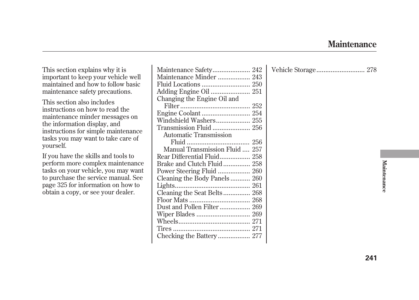 Maintenance | HONDA 2009 Element User Manual | Page 247 / 346