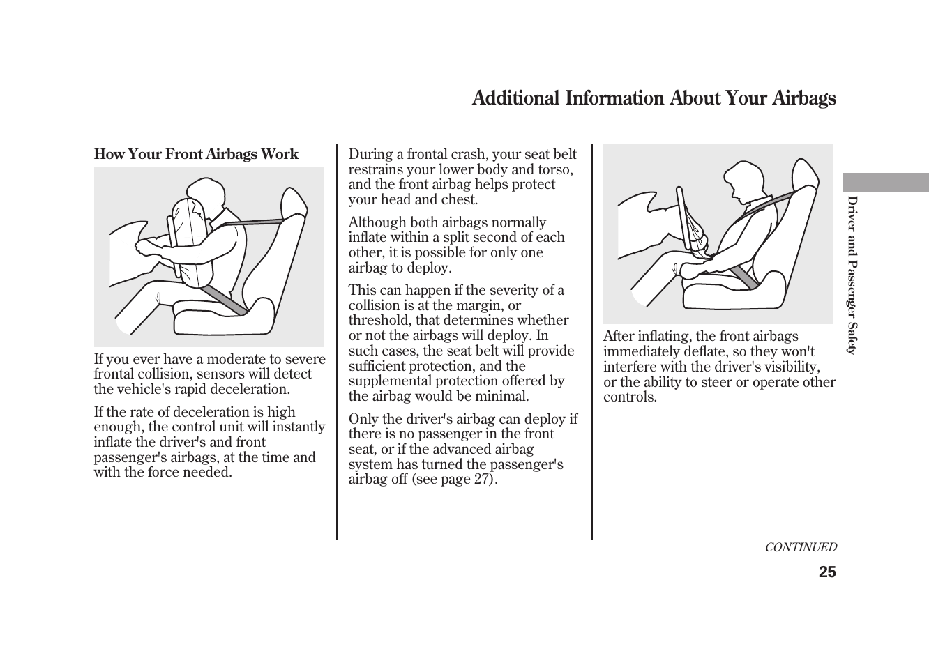 Additional information about your airbags | HONDA 2009 Element User Manual | Page 31 / 346