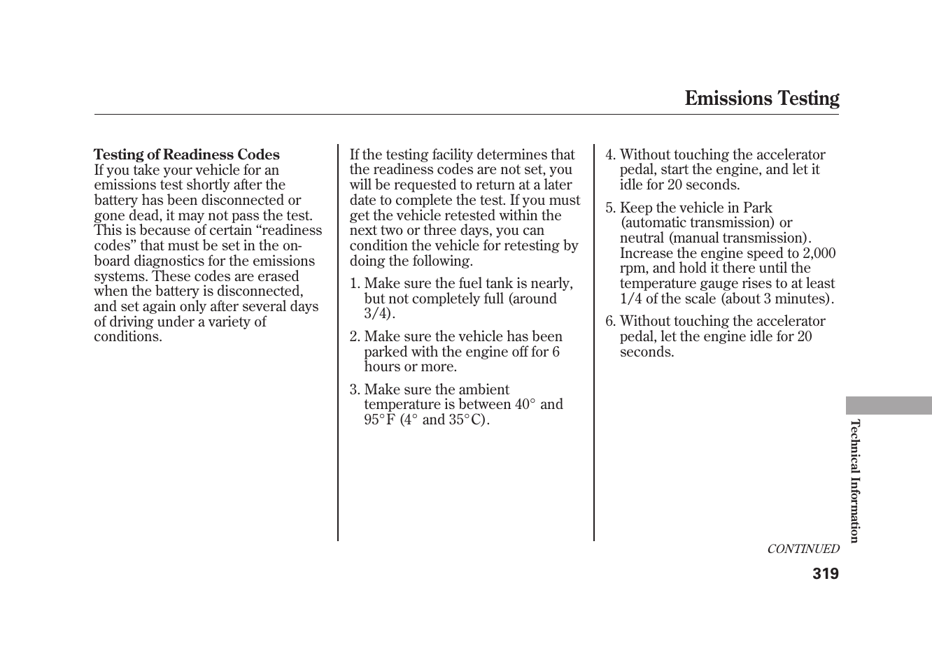 Emissions testing | HONDA 2009 Element User Manual | Page 325 / 346