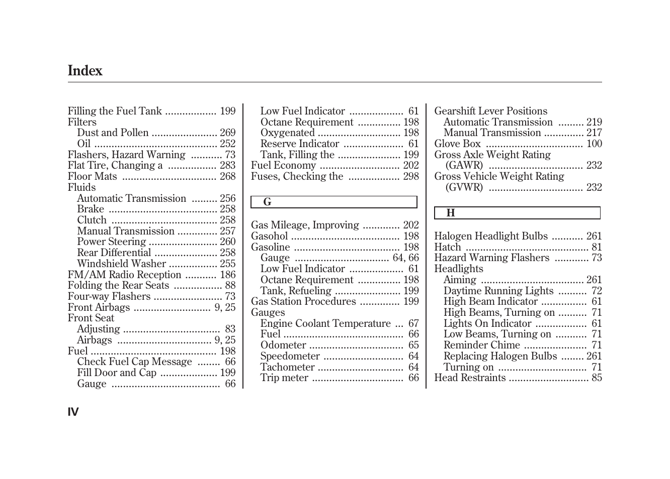 Index | HONDA 2009 Element User Manual | Page 336 / 346