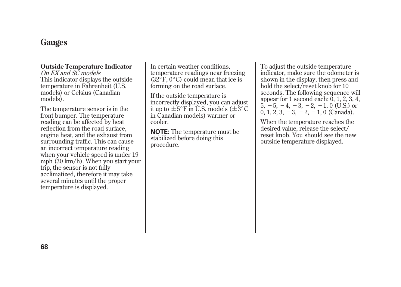 Gauges | HONDA 2009 Element User Manual | Page 74 / 346