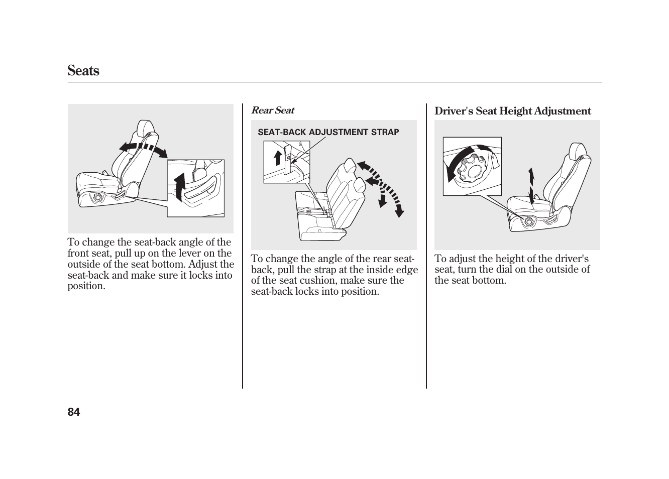 Seats | HONDA 2009 Element User Manual | Page 90 / 346