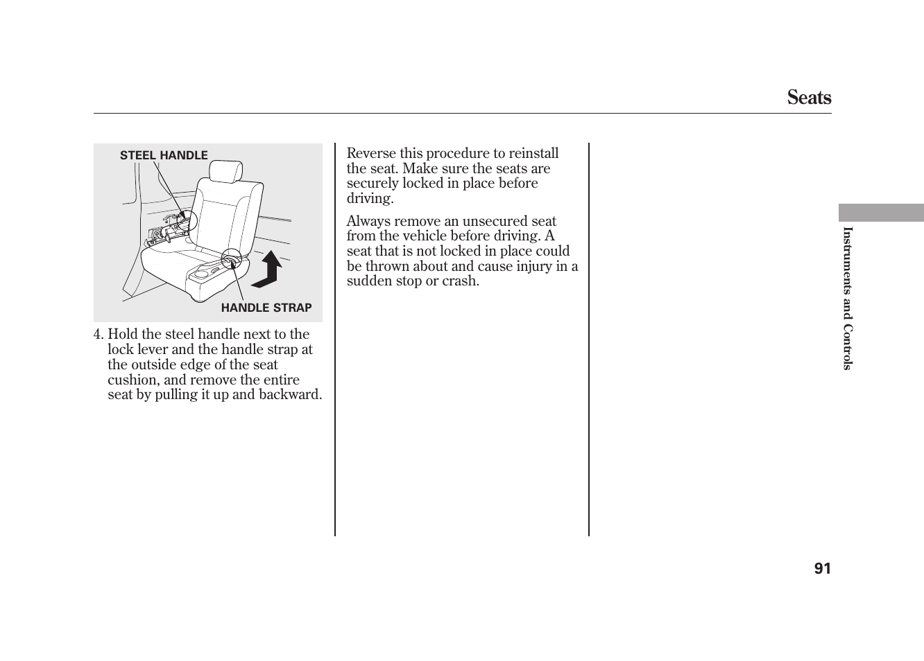 Seats | HONDA 2009 Element User Manual | Page 97 / 346