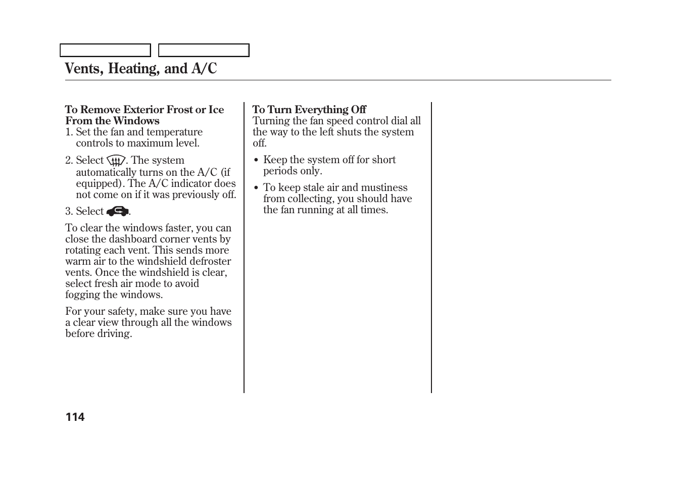 Vents, heating, and a/c | HONDA 2009 Fit User Manual | Page 117 / 352