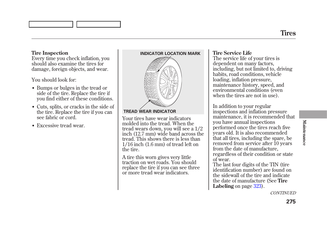 Tires | HONDA 2009 Fit User Manual | Page 278 / 352