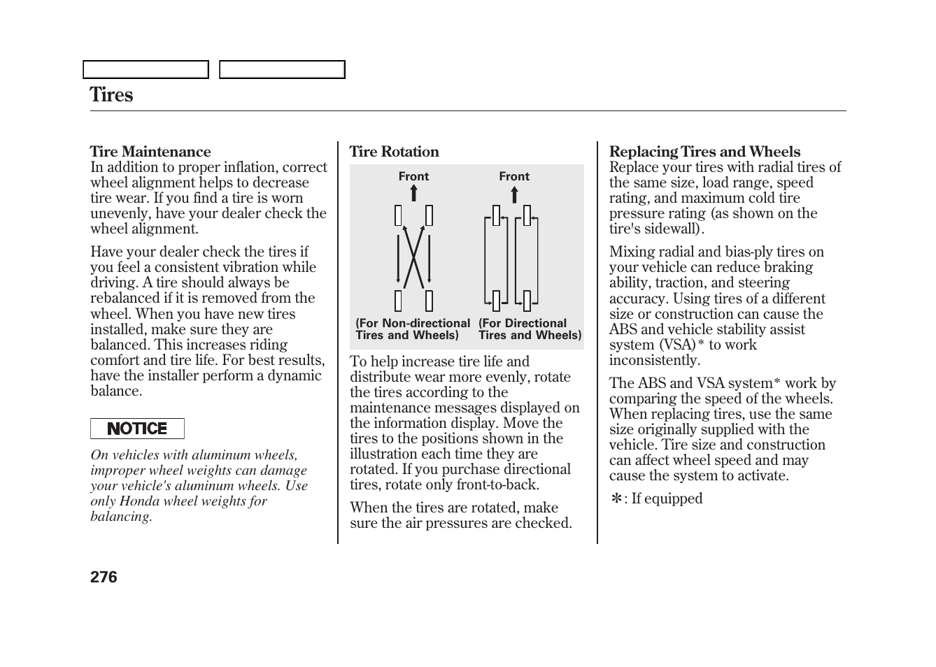 Tires | HONDA 2009 Fit User Manual | Page 279 / 352