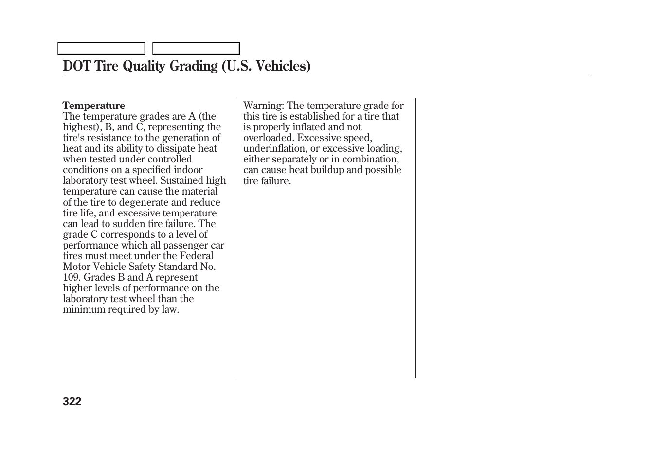 Dot tire quality grading (u.s. vehicles) | HONDA 2009 Fit User Manual | Page 325 / 352