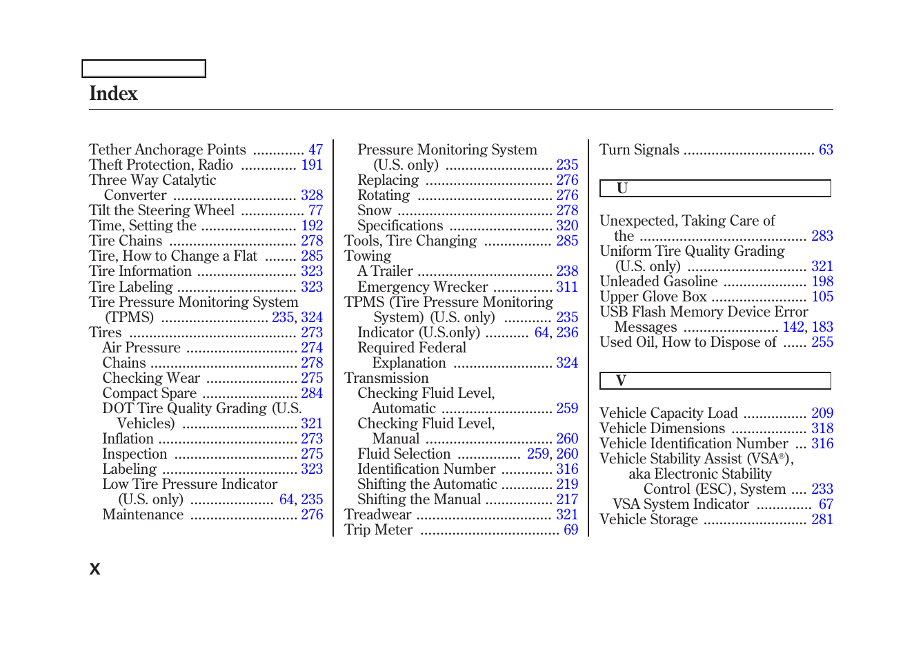 Index | HONDA 2009 Fit User Manual | Page 349 / 352