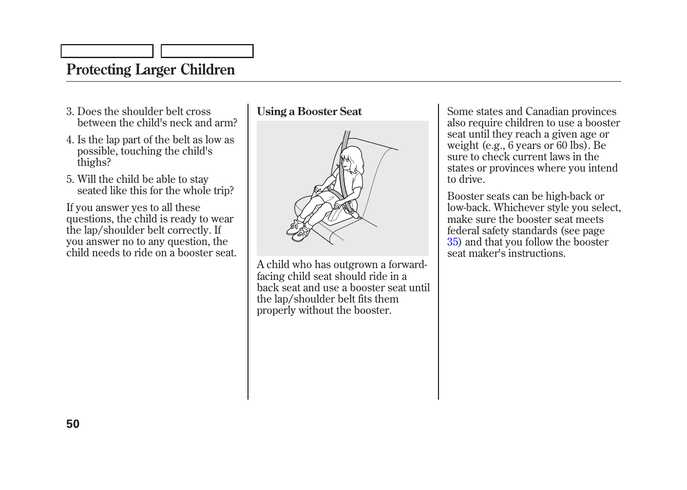 Protecting larger children | HONDA 2009 Fit User Manual | Page 53 / 352