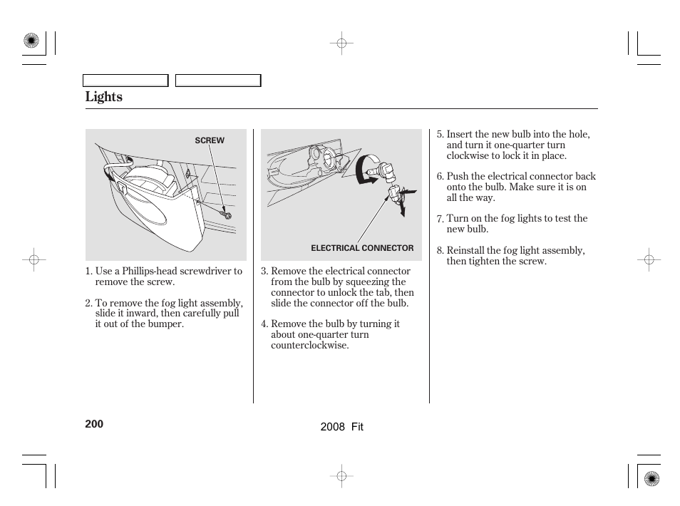 Lights | HONDA 2008 Fit User Manual | Page 203 / 280