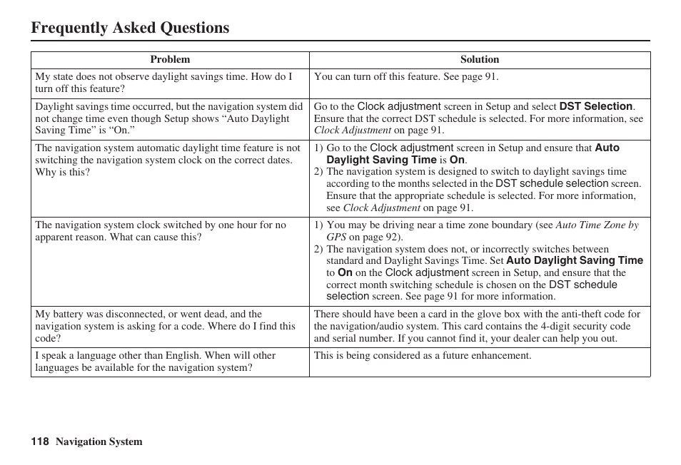 Frequently asked questions | HONDA 2008 Ridgeline 31SJC8100 User Manual | Page 119 / 136