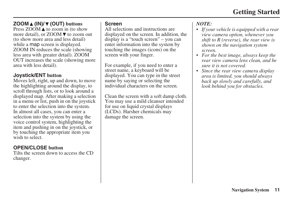 Getting started | HONDA 2008 Ridgeline 31SJC8100 User Manual | Page 12 / 136