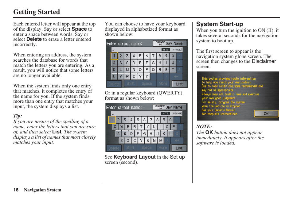 Getting started | HONDA 2008 Ridgeline 31SJC8100 User Manual | Page 17 / 136