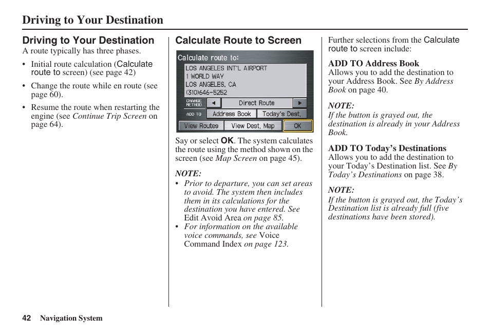 Driving to your destination | HONDA 2008 Ridgeline 31SJC8100 User Manual | Page 43 / 136