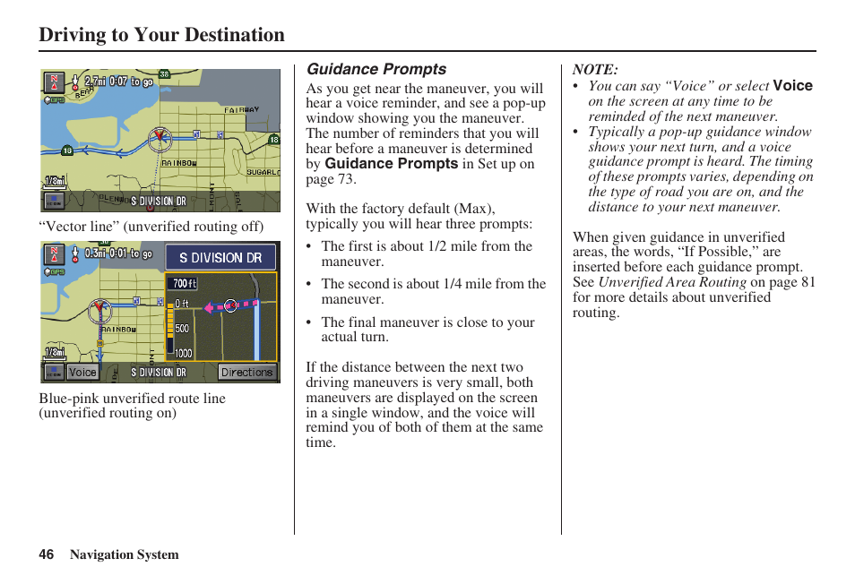 Driving to your destination | HONDA 2008 Ridgeline 31SJC8100 User Manual | Page 47 / 136