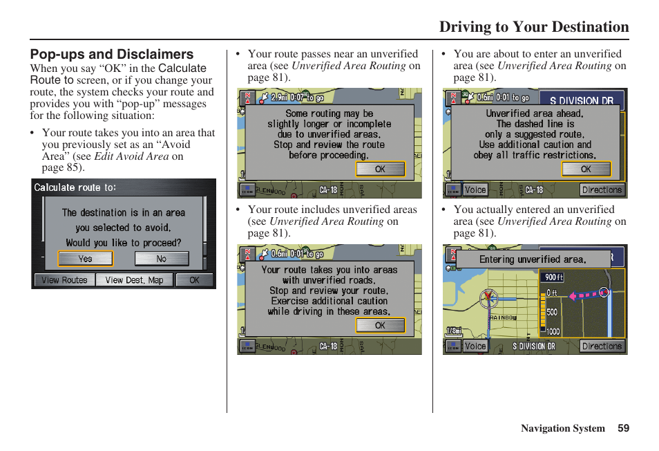 Driving to your destination | HONDA 2008 Ridgeline 31SJC8100 User Manual | Page 60 / 136