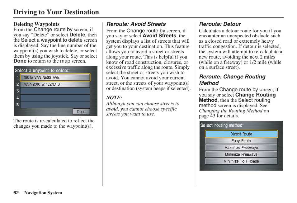 Driving to your destination | HONDA 2008 Ridgeline 31SJC8100 User Manual | Page 63 / 136