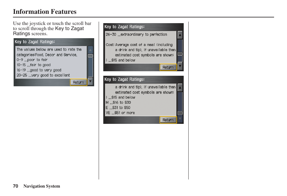 Information features | HONDA 2008 Ridgeline 31SJC8100 User Manual | Page 71 / 136